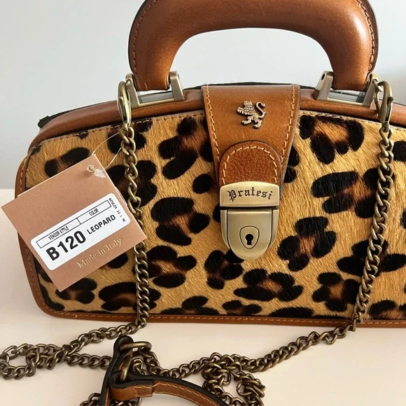NWT Pratesi Firenze Lady Brunelleschi Leopard Calf Hair Bag - Picture 2 of 10